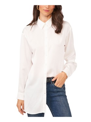 

VINCE CAMUTO Женская рабочая туника цвета слоновой кости с манжетами и острым воротником, топ, Цвет слоновой кости