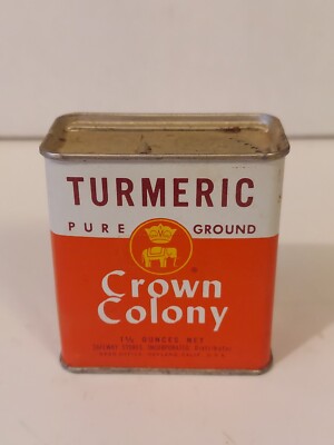Crown Colony Brand 1960s Turmeric Spice Tin