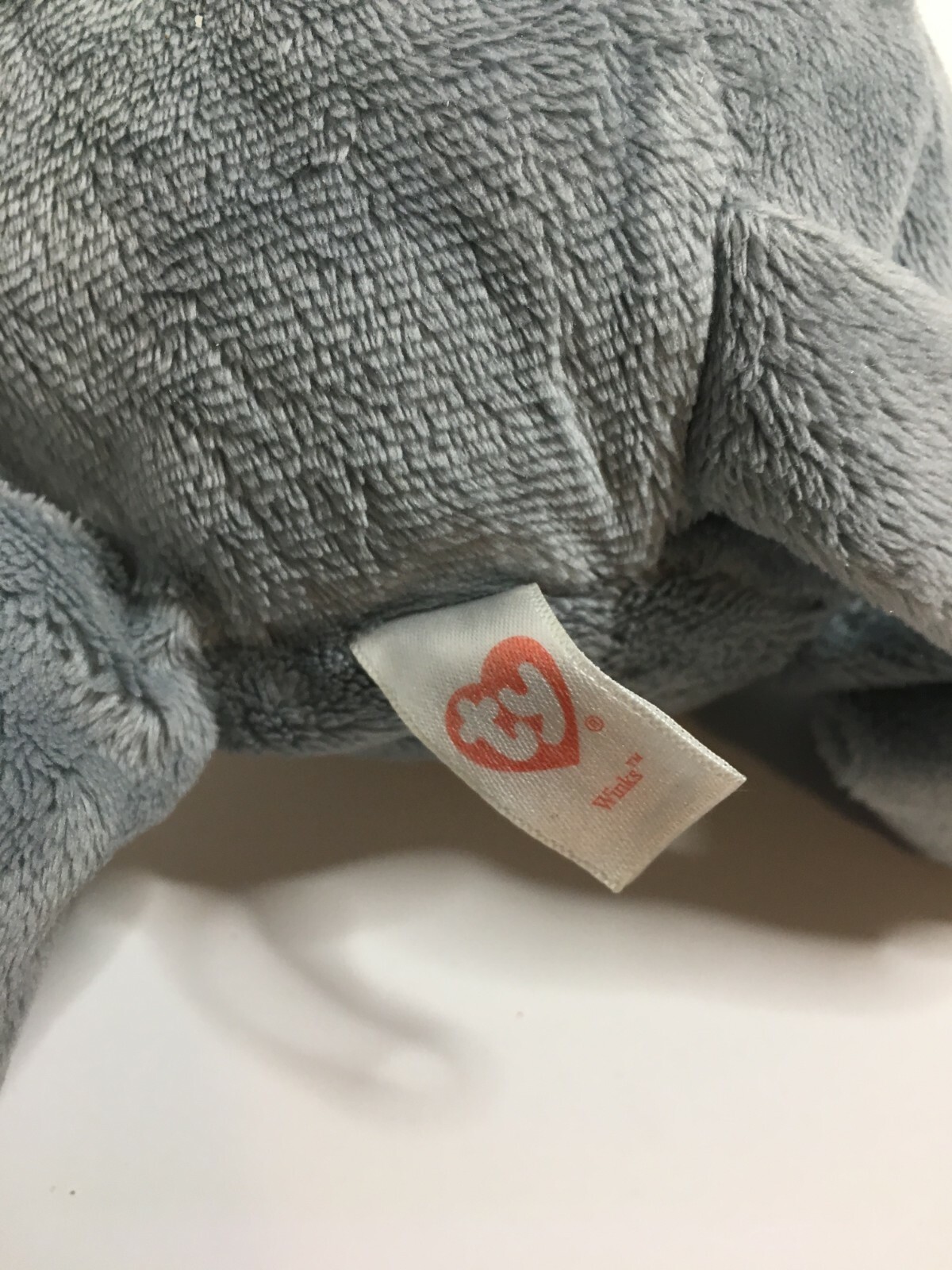 TY PLUFFIES Pluffy Gray Pink WINKS Stuffed 9