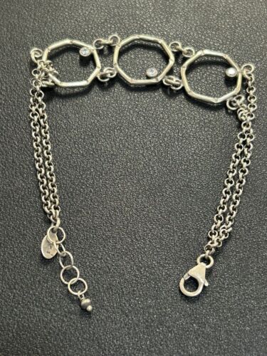 8” Sterling Silver Hexagon Bracelet Designer Cubic Zirconia 8” Sterling Silver Hexagon Bracelet Designer Cubic Zirconia