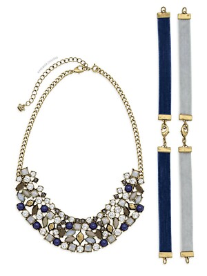 BNIB RETIRED Premier Designs Material Girl necklace cobalt blue crystal