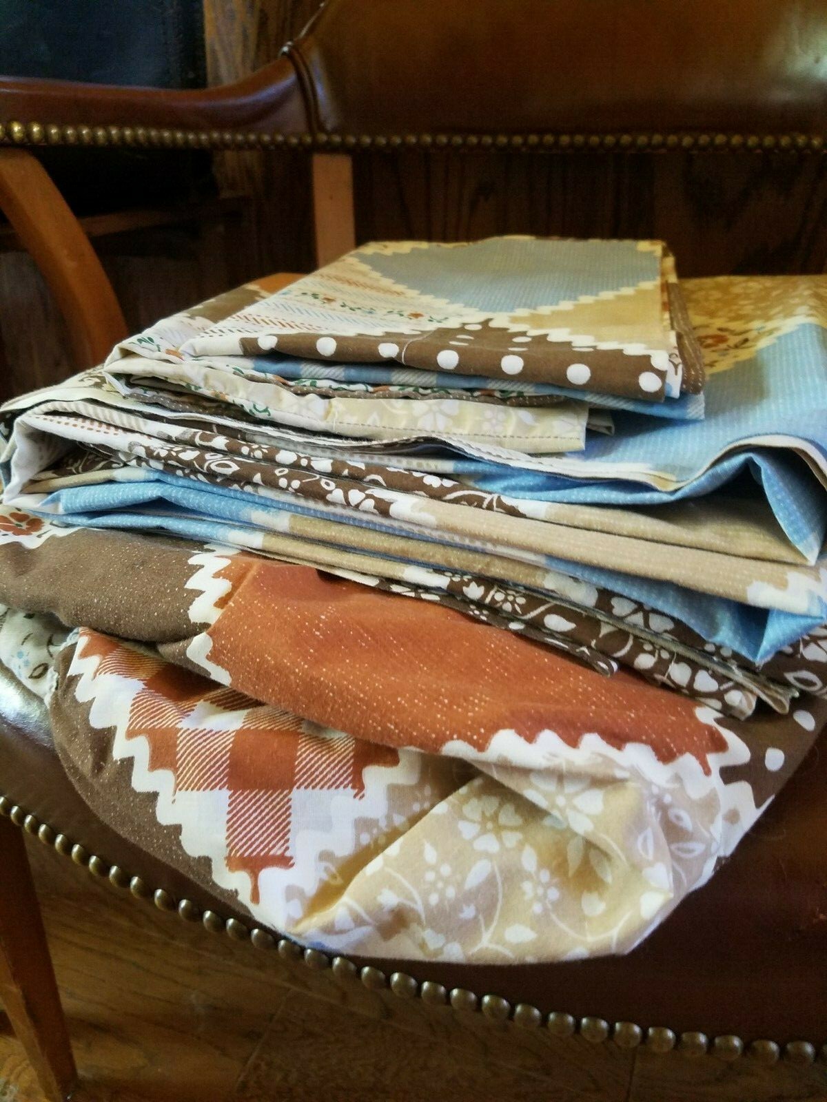 1970s Bedding Set - King Size Sheets - Fitted, Flat and 2 Pillowcases- Patchwork