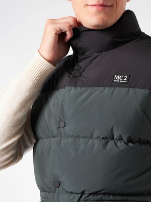Pre-owned Mc2 Saint Barth Man Down Padded Green Vest With Pockets