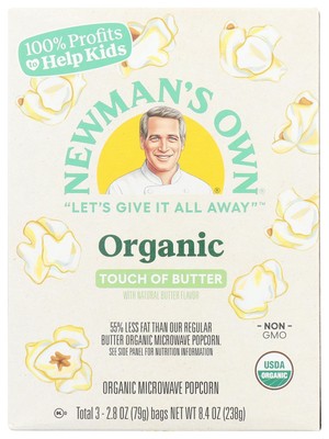 Newman's Own Organic Pop's Corn Microwave Popcorn, Light Butter, 3 Count (Pac...