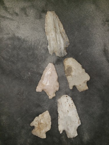 GROUP OF 5 HIGH GRADE MISSOURI ARROWHEADS/POINTS-MY PERSONAL FINDS DALLAS COUNTY