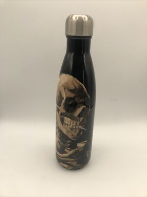 Van Gogh   Skull of a Skeleton With A Burning Cigarette  Metal Water Bottle.