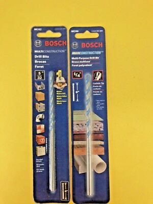 TWO (2) BOSCH MULTI-MATERIAL CARBIDE DRILL BITS # MC06 = 1/4'' & # MC02 = 5/32''