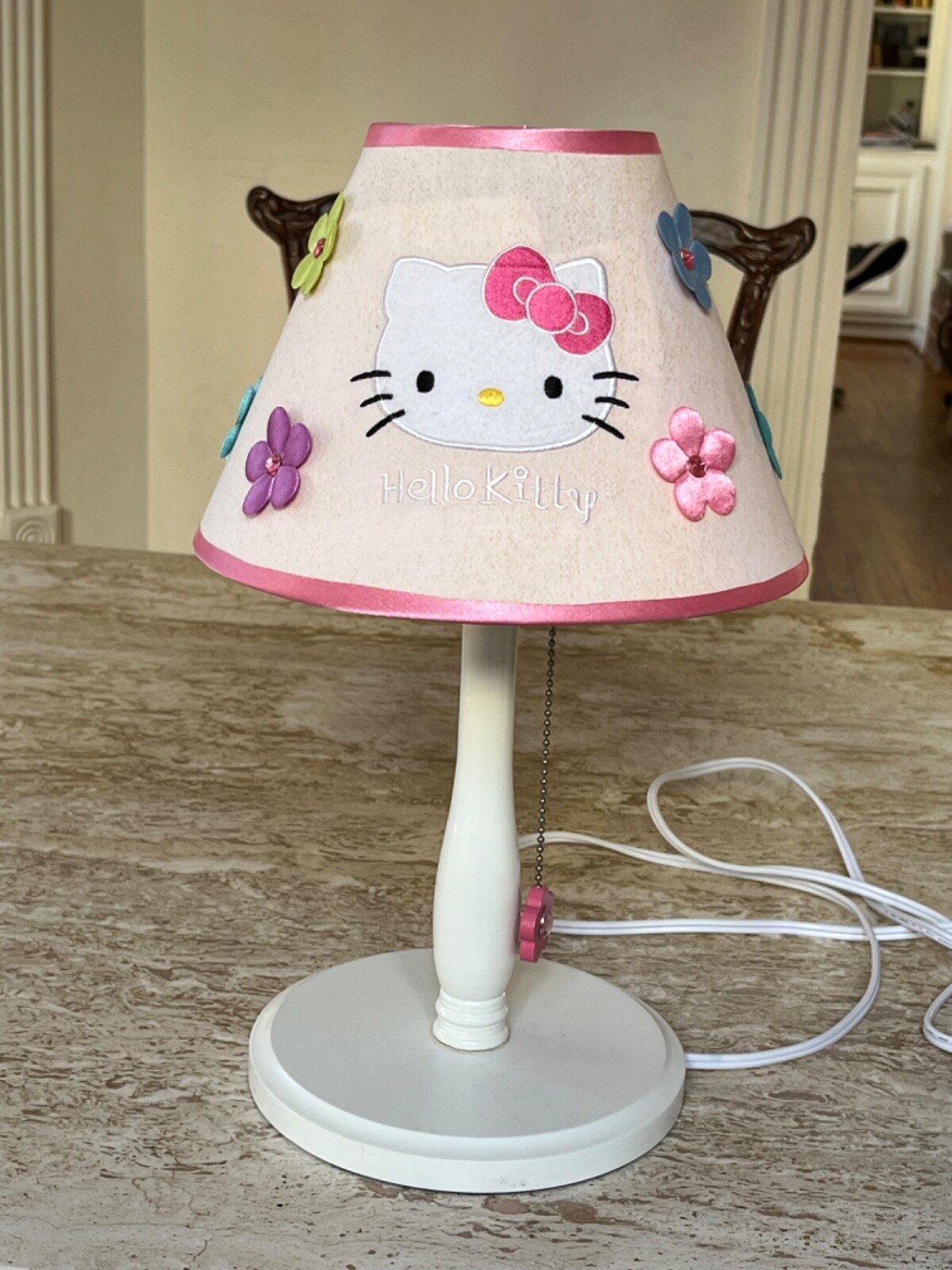EX Vintage Hello Kitty Table Lamp, Pink Floral Shade, Sanrio EX Vintage Hello Kitty Table Lamp, Pink Floral Shade, Sanrio