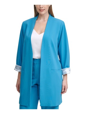 

CALVIN KLEIN Womens Blue Stretch Wear To Work Winter Jacket Coat Plus, Синий, X0JJL165
