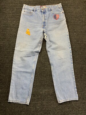 Vintage Mens Old Navy Blue Jeans Mens Relaxed Baggy Skater y2k Patches 38 x 34