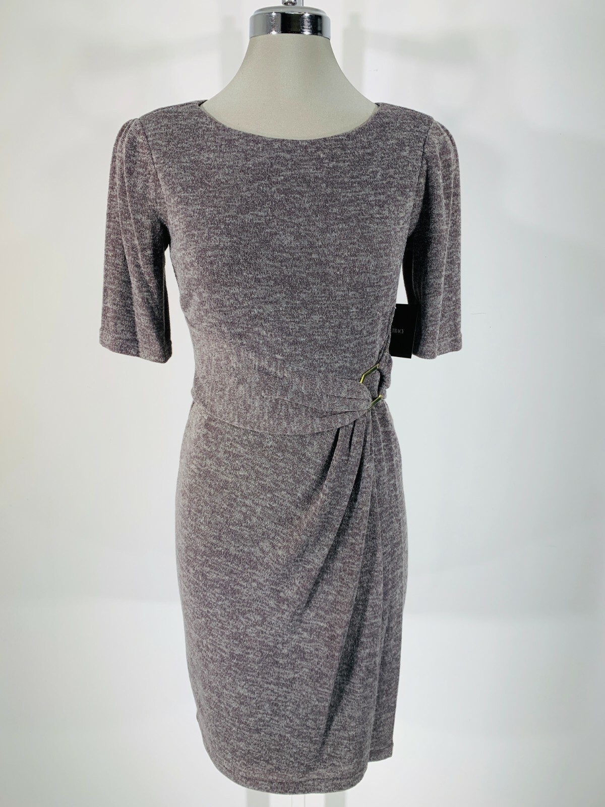 

Ellen Tracy NWT TAUPE Платье-свитер с золотой пряжкой и завязкой на талии, женские 2,4,6, Taupe brown