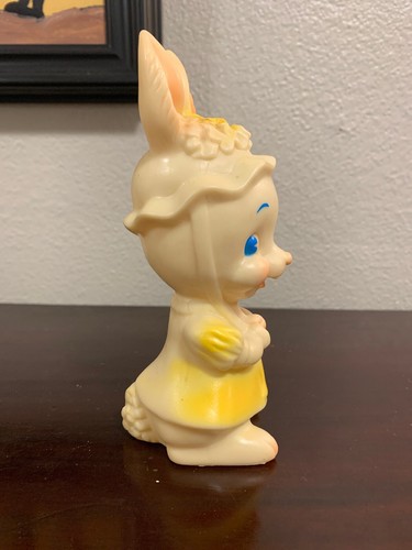 Vintage Dreamland Creations Easter Bunny Rabbit with Bonnet Squeak Toy Squeaker