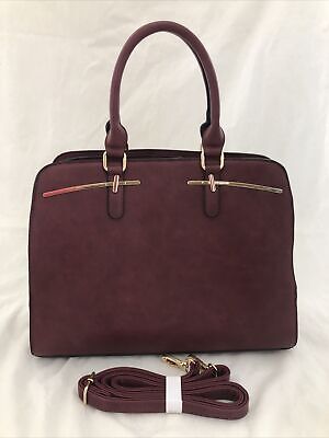Dasein Satchel Handbag Shoulder Purse Tote Top Handle Work Bag Deep Red