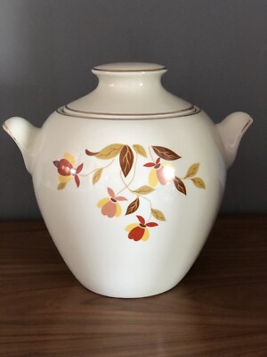 RARE!! HALL'S JEWEL TEA MARY DUNBAR ''AUTUMN LEAF'' EVA ZIESEL BIG EAR COOKIE JAR 