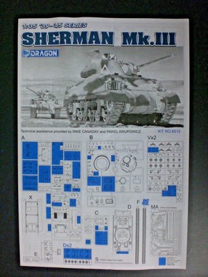 DRAGON 1/35 Scale Sherman Mk.III Directions only from Kit No. 6313