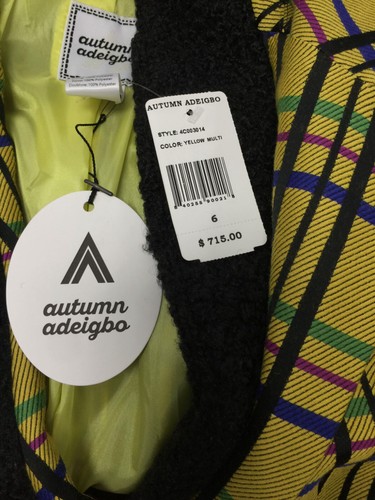 Pre-owned Autumn Adeigbo $715  Women's Yellow Alyssa Jacket With Boucle Trim Jacket Size 6