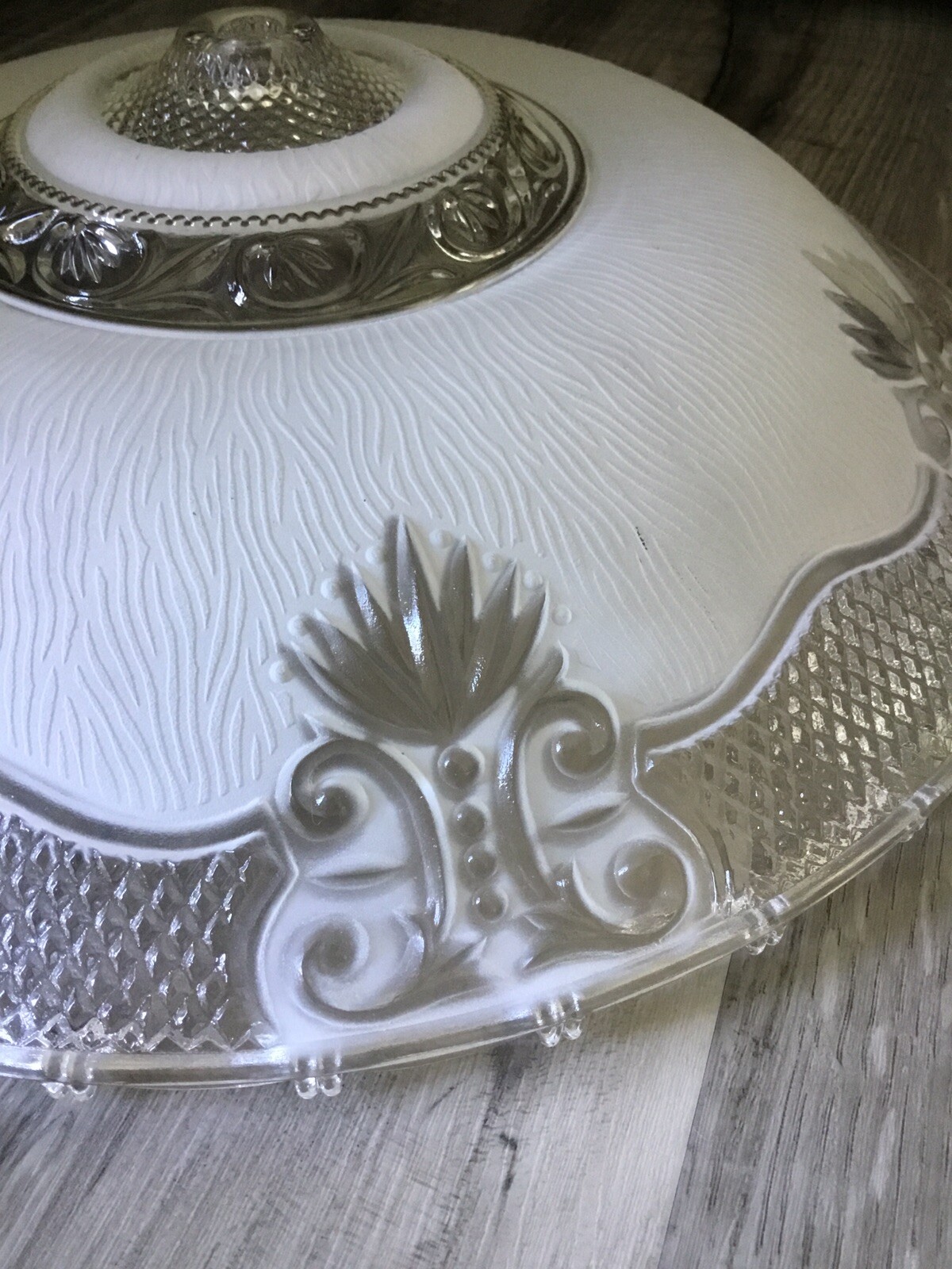 Vintage Art Deco Glass Ceiling Light Fixture Shade Lighting Clear Frosted 14