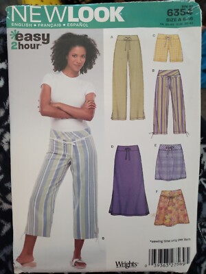 New Look 6354 EASY MIsses Pants Shorts Skirt Variations Sizes 6-16 New