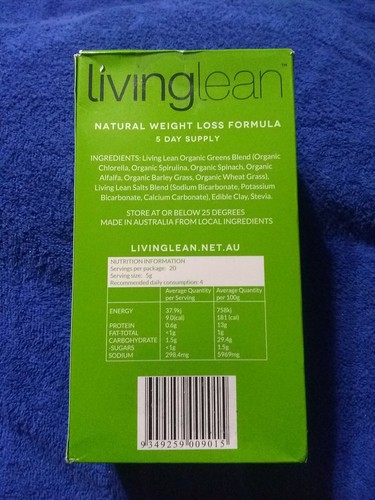 Living Lean 5 Day Supply Weight Loss Formula 5Gx20 Sachets Water Wand pH Strips