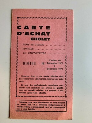 CARTE D'ACHAT CHOLET 1971