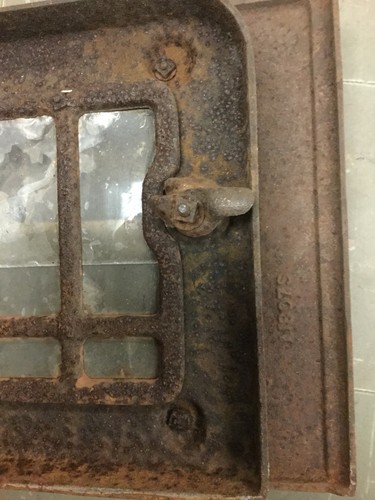 VINTAGE ANTIQUE WOOD GAS STOVE FIREPLACE DOOR PORCELAIN NICE SHAPE 21