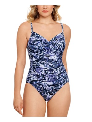 

SWIM SOLUTIONS Женский синий цельный купальник стрейч с присборенной отделкой