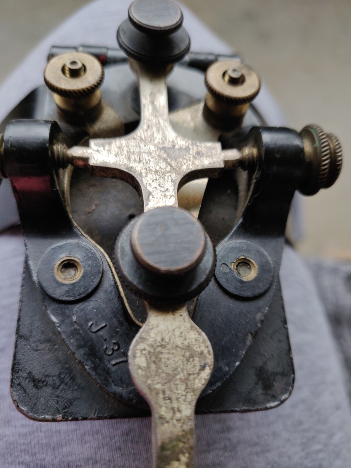 Morse Code CW Ham Radio Military J-37 Telegraph Key & J-45 Bracket Leg Clamp