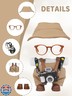 17cm Doll Clothes Set, Hat and Overalls and Shirt and Shoes and Glasses and Camera Set for 17cm Accessories Suit, Stylish Dolls Clothes Accessories, Cute Clothes for Dress up Unique Style (Khaki)