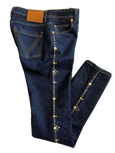 デニム・ジーパン VERSACE JEANS Woman Jeans Blue 77HAB5LSCDWA5 904 Versace Jeans Couture Outlet: cotton denim jeans with