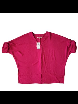 

WILLOW DRIVE Женский розовый топ с отворотами и короткими рукавами с V-образным вырезом Размер