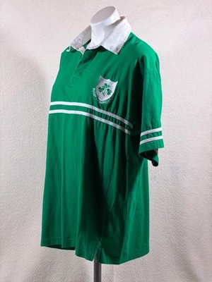 Total Rugby Polo Shirt Mens Large Green White Stripe Preppy Coastal Sport