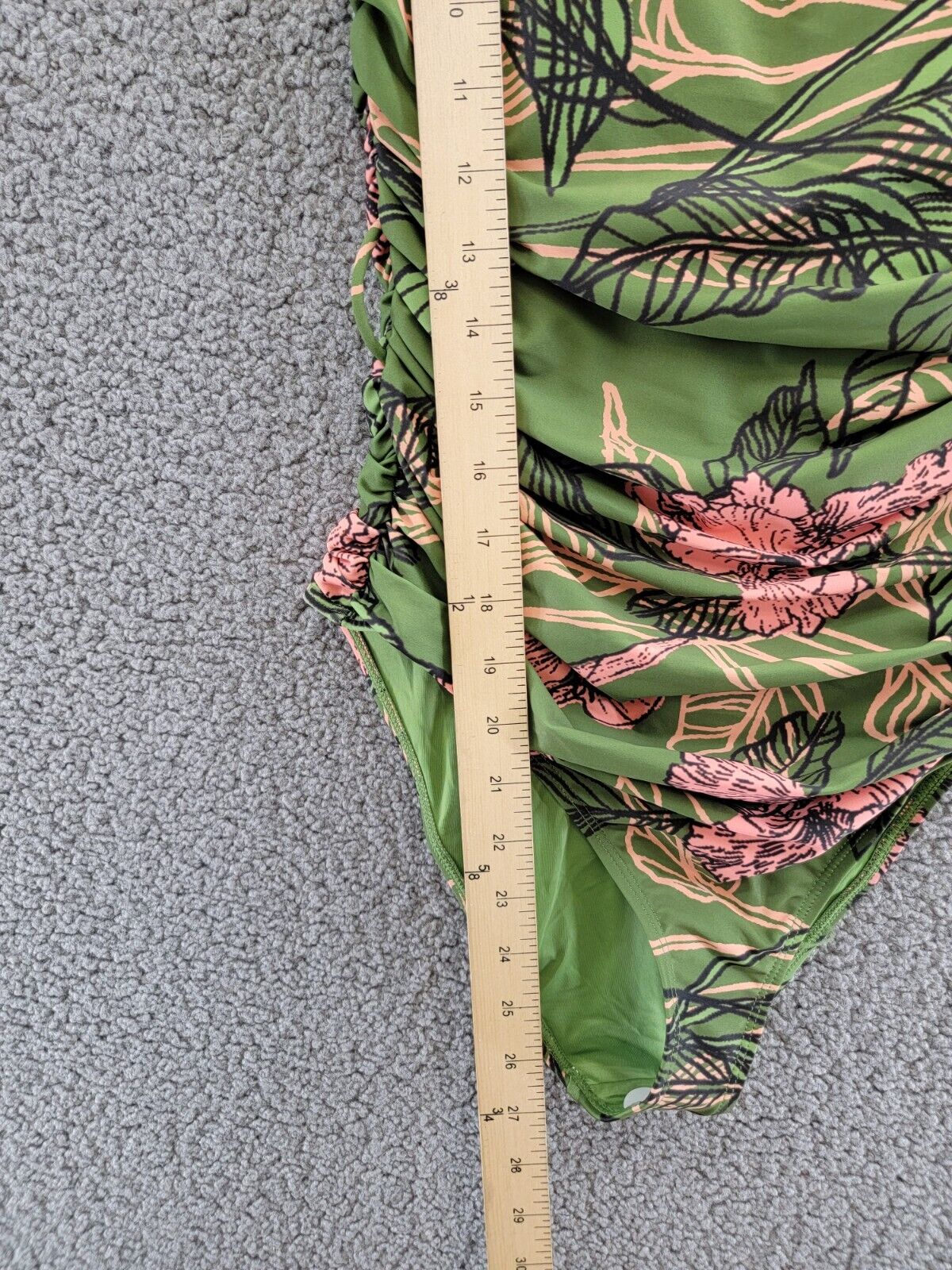 Hutch Zenna One Piece Swimsuit Women's S Green Floral Ruched Scoop Neck Pull On - Picture 7 of 15
