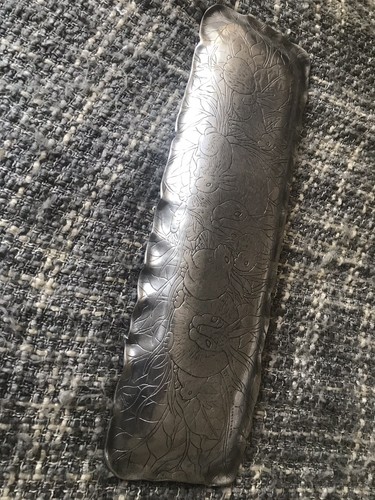 Long VTG Pewter Serving Dish Tray Platter ARTHUR COURT Easter Bunny Rabbit 1986