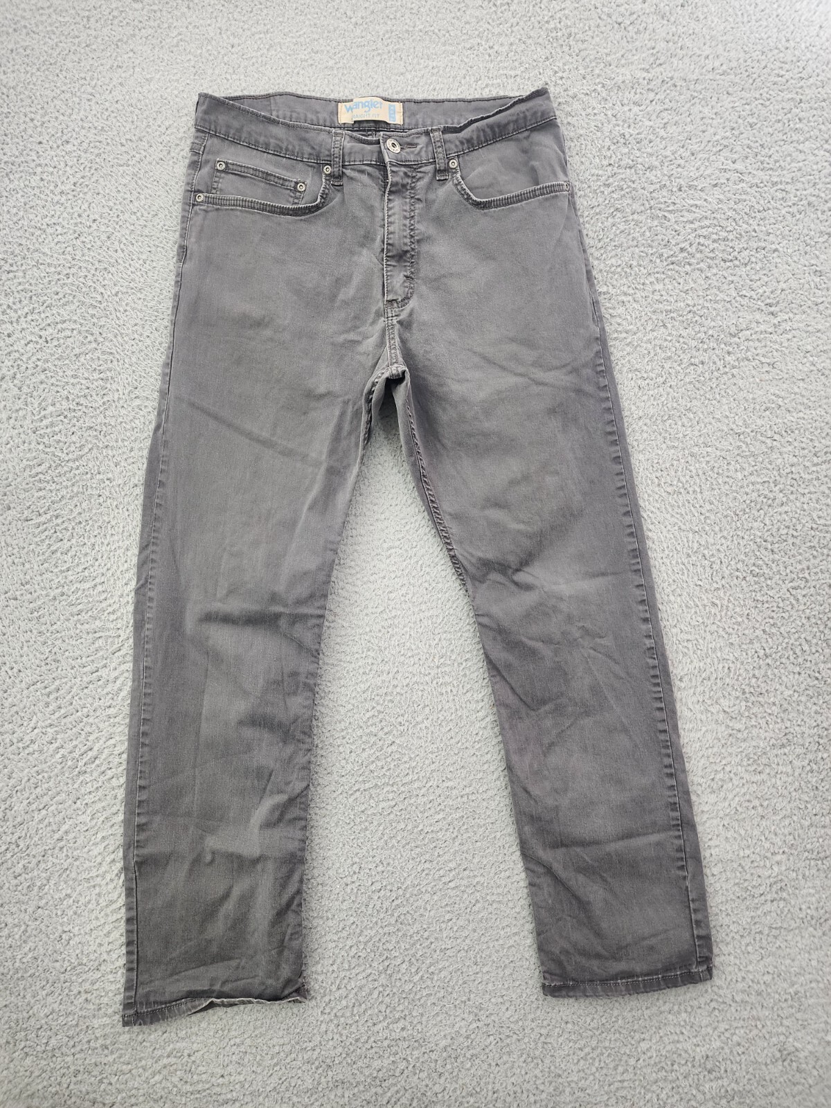 ◆Wrangler◆ Flare Destroyed Denim Pants Grey Wrangler Jeans Men 30X29 Gray Regular Straight Flex Comfort