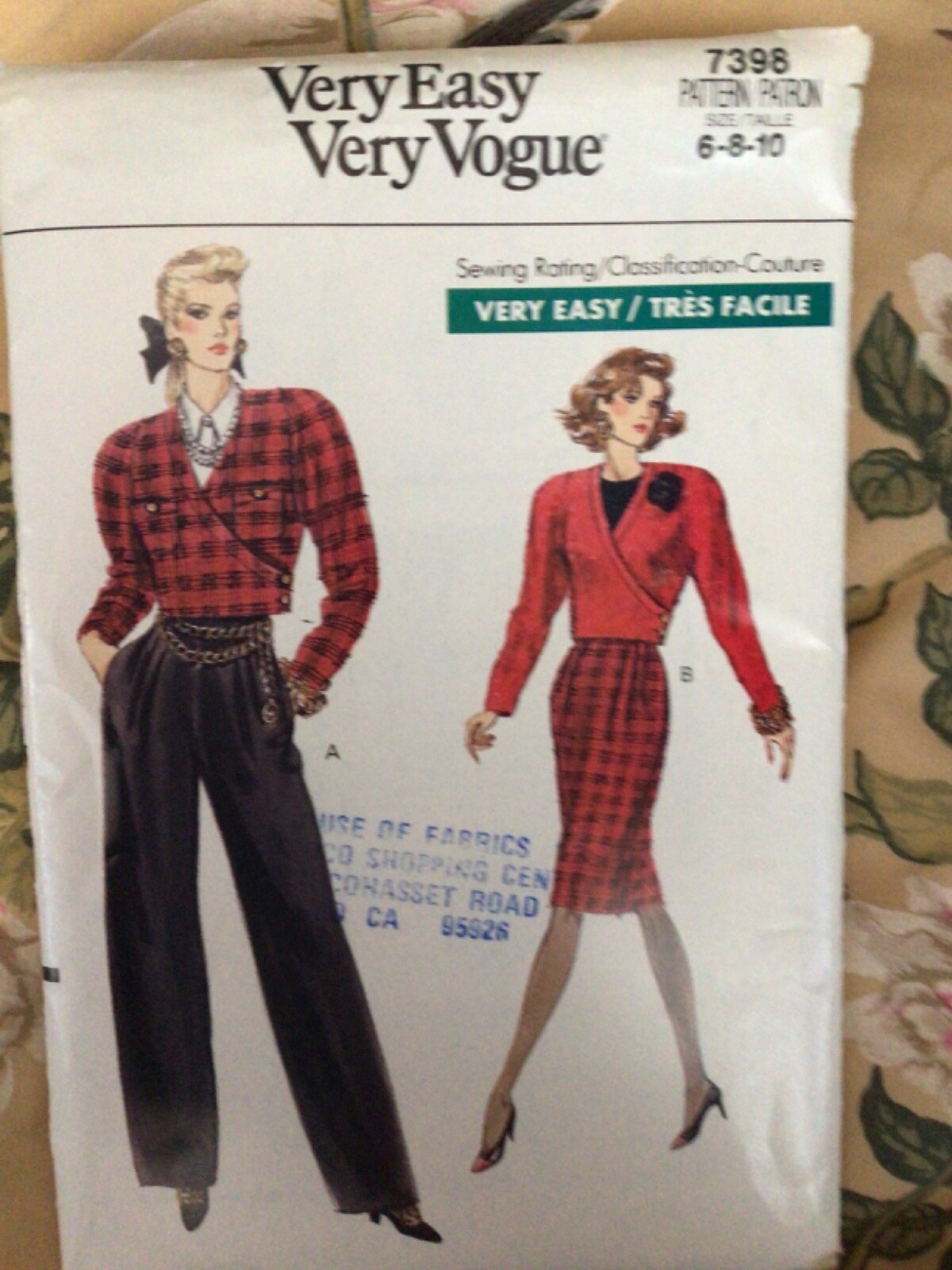 Vintage sewing pattern Vogue 7398, sz 6-10, from 1988 | eBay