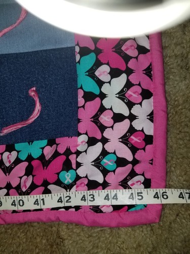 Homemade Bright Pink Butterfly lap quilt