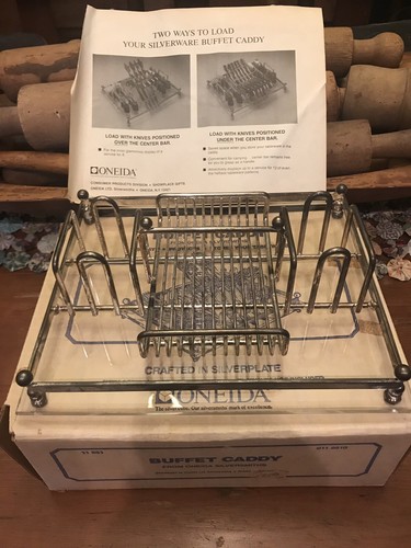 Mid Century Oneida Silverware Flatware Buffet Server Caddy Tray Art Deco Acrylic