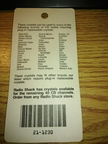 NOS NEW RADIO SHACK REALISTIC CB CRYSTALS 21-1230 CHANNEL 30 TRANSMIT & RECEIVE