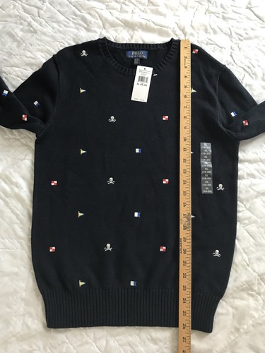NEW Polo Ralph Lauren Boys Skull And Bones Flag Crew Sweater XL 18-20 NWT