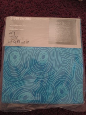 IKEA Bibbi Snurr Duvet Cover FULLQUEEN 2 Pillowcases NIP Blue Abstract