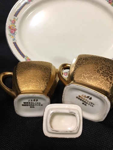 Vintage Wheeling Decorating All Gold Cream and Sugar #1253