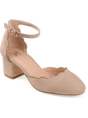

JOURNEE COLLECTION Женские туфли Edna с бежевой окантовкой на блочном каблуке с круглым носком 7,5, Бежевый, EDNA-PUMP