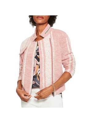 

Женская короткая куртка NIC+ZOE из хлопковой смеси розового цвета с воротником-стойкой на молнии, Розовый, F211121