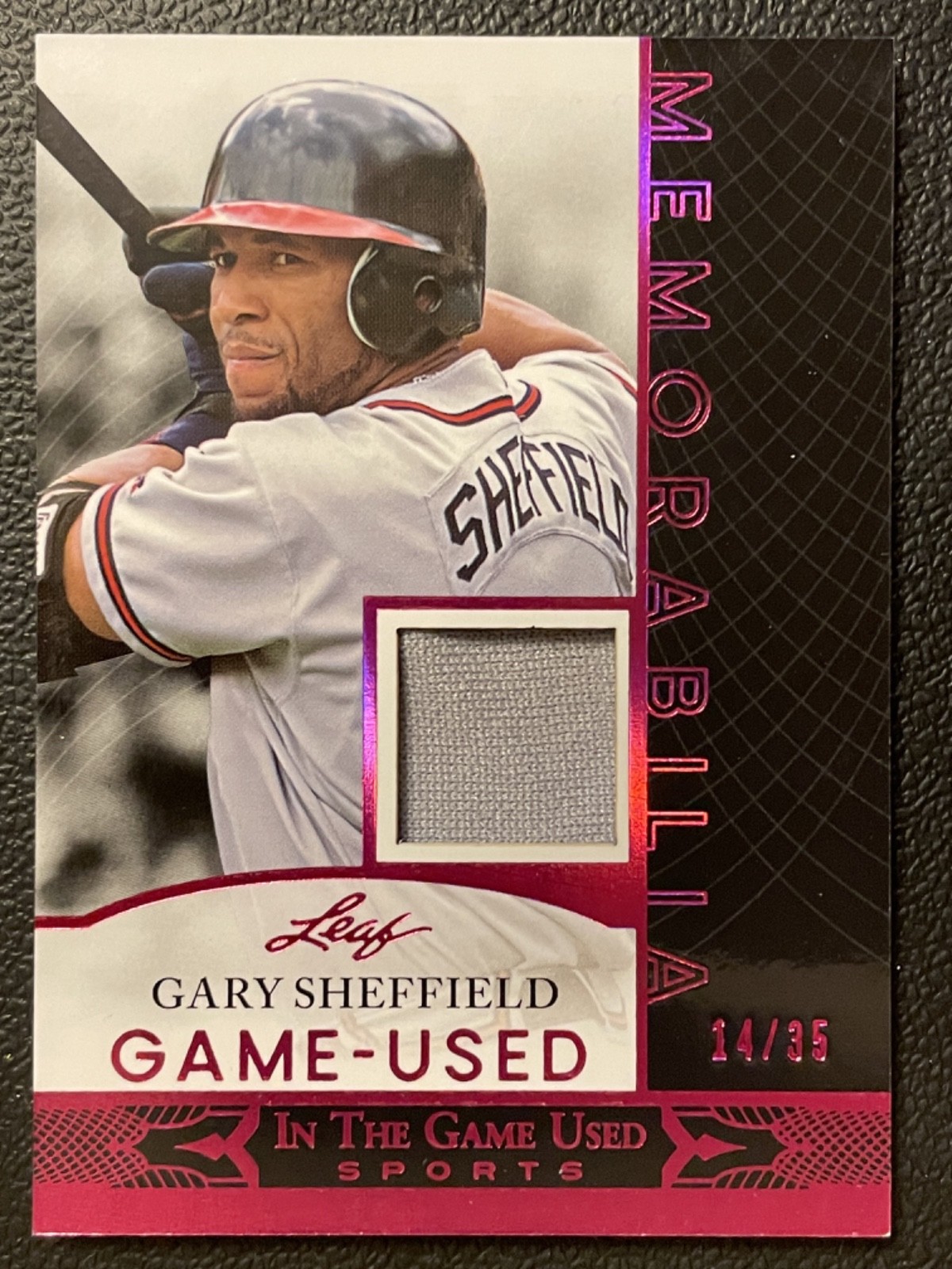 2024 Leaf In The Game Used Memorabilia Pink Foil Gary Sheffield Jersey 14/35