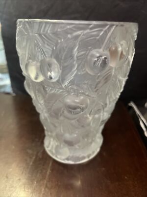 Josef Inwald Cherries Art deco Czech Frosted Glass Vase