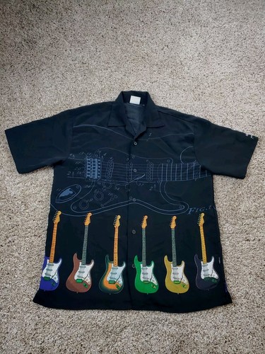 Vintage Hard Rock Cafe Fender Shirt Small Men Black Button
