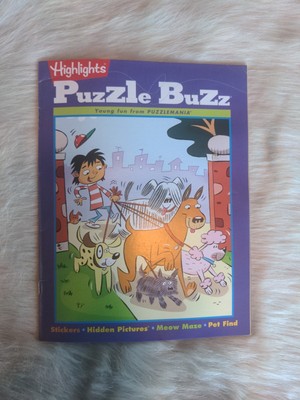HIGHLIGHTS Puzzle Buzz Puzzlemania w/ Stickers * Boy Walking Dog + Ice Cream 32p