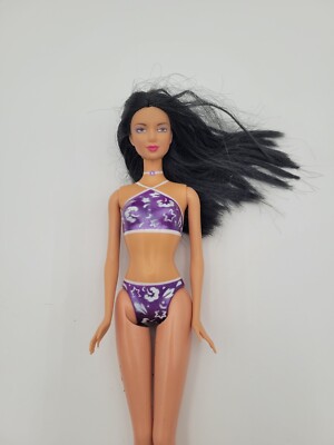 Barbie Palm Beach Lea Doll Purple Swimsuit Bikini Body paint Vintage Star Flower
