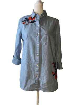 Old Navy Cotton Shirt Sz Small PetiteAdult Embroidery NWT Slight Flaw