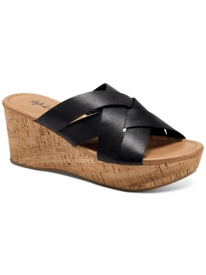 

- COMPANY Женские черные фиолетовые босоножки на танкетке без шнуровки на платформе 1-1/2 дюйма, 9 м, Черный, 10014622200